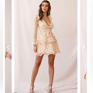 Brand New- Selfie Leslie - Greta Tiered Ruffle Chiffon Dress Mustard - XS / 6
